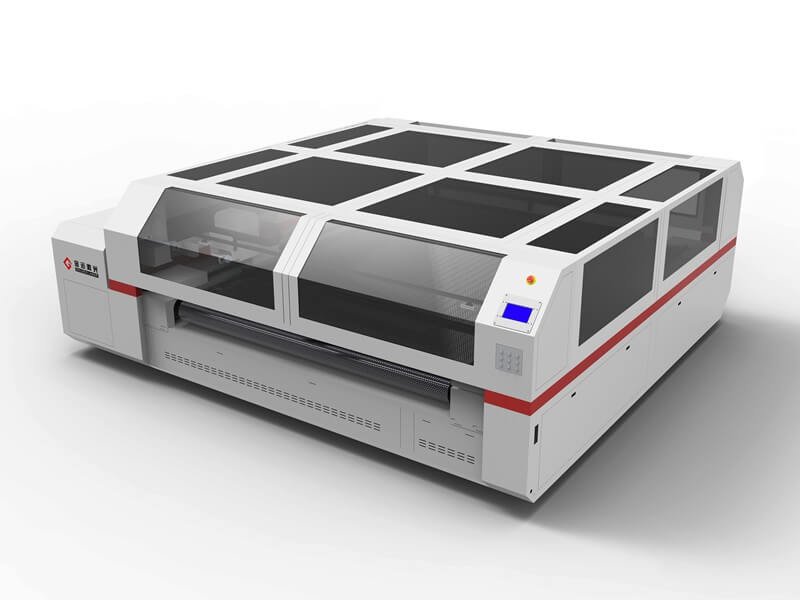 CO2 flatbed laser cutter with fully enclosed safety cover