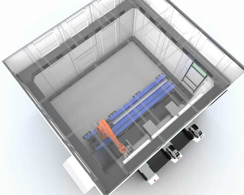 fiber robot arm laser cutter internal exhaust design