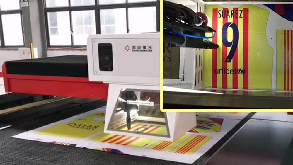 gantry and galvo laser cutting perforation jerseys fabric video cover