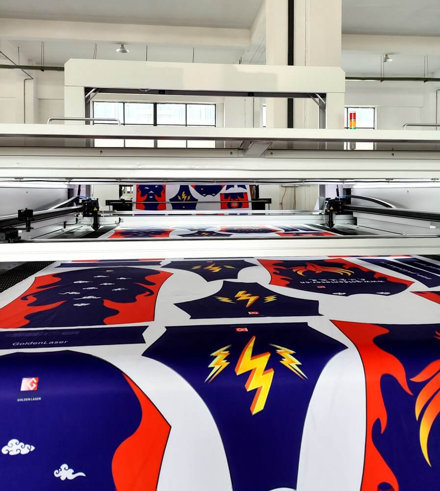 goldenlaser vision laser cutter for sublimation sportswear